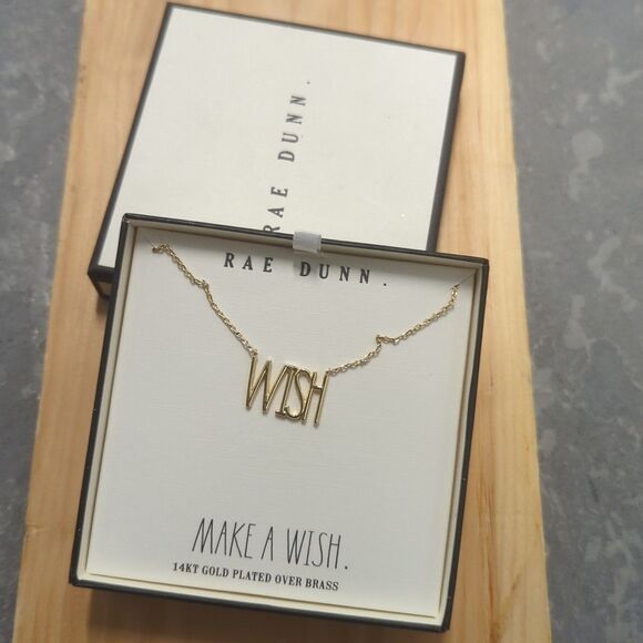 Rae Dunn WISH Necklace 14k gold plated - Picture 1 of 4